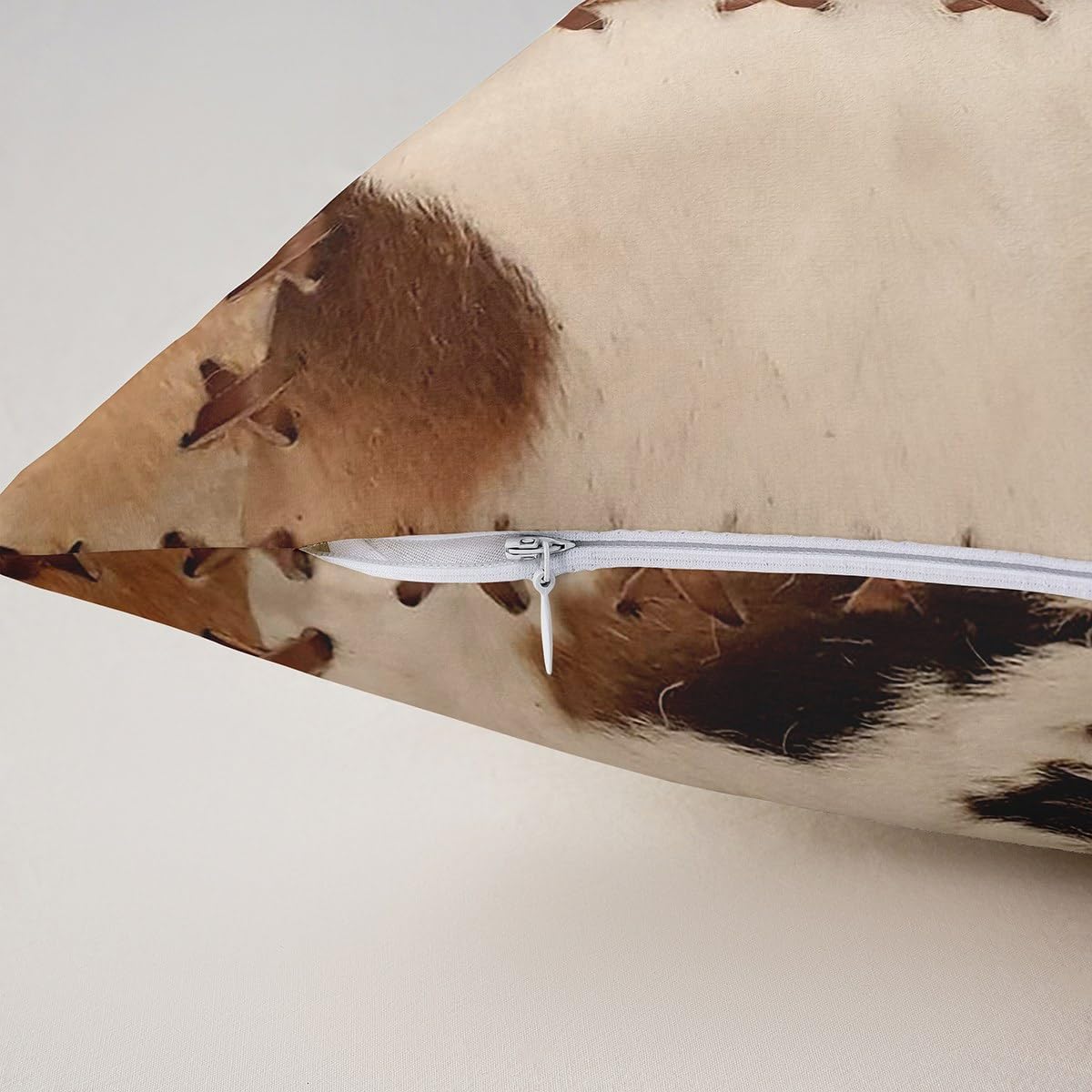 2Pcs of (Not Real)Cowhide Throw Pillow Covers 24x24,Patchwork Cow Fur Print Decorative Pillow Covers For Outdoors Car,Farm Plaid Grid Pillow Covers Cow Decor,Western Cowboy Cushion Covers,Brown White