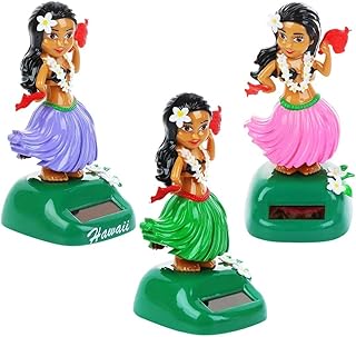 Solati 3Pack Solar Powered Dancing Toy Hula Girl Bobble Shaking Head Doll Car Dashboard Dancing Figure Toy Hawaiian Hula Shaking Head Dancer Figurine for Car Interior