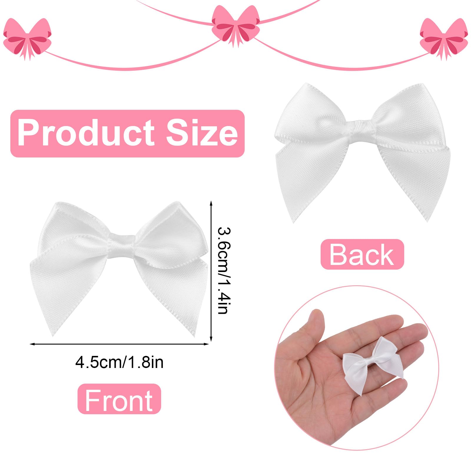 Luuao Lot De 50 Nœuds En Ruban De Satin De Qualité Supérieure - 8,4 Cm