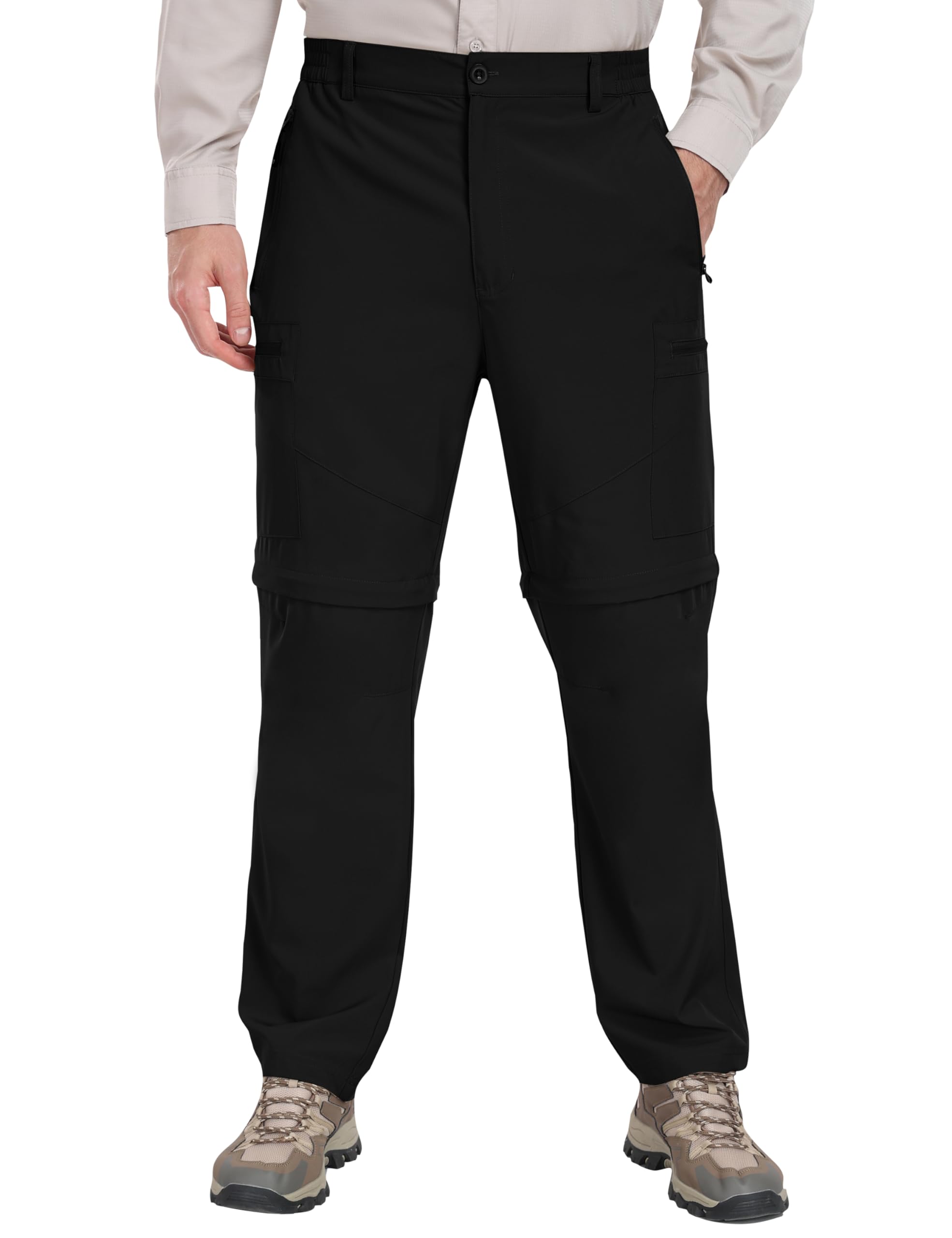 JINSHI Hombre Pantalón Convertible Cortos de Secado Rápido Ligero Zip Off Pantalones de Senderismo Montaña Escalada con 5 Zip-Bolsillos
