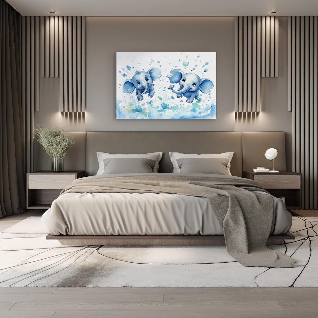 Canvas for Living room. Sky-High Delight: Elephants and Butterflies Dance Amidst the Clouds, 27 x 18 inch Canvas Wall Art - Contemporary Masterpieces - Nature Home Decor - 69x46 cm (27x18 inch)