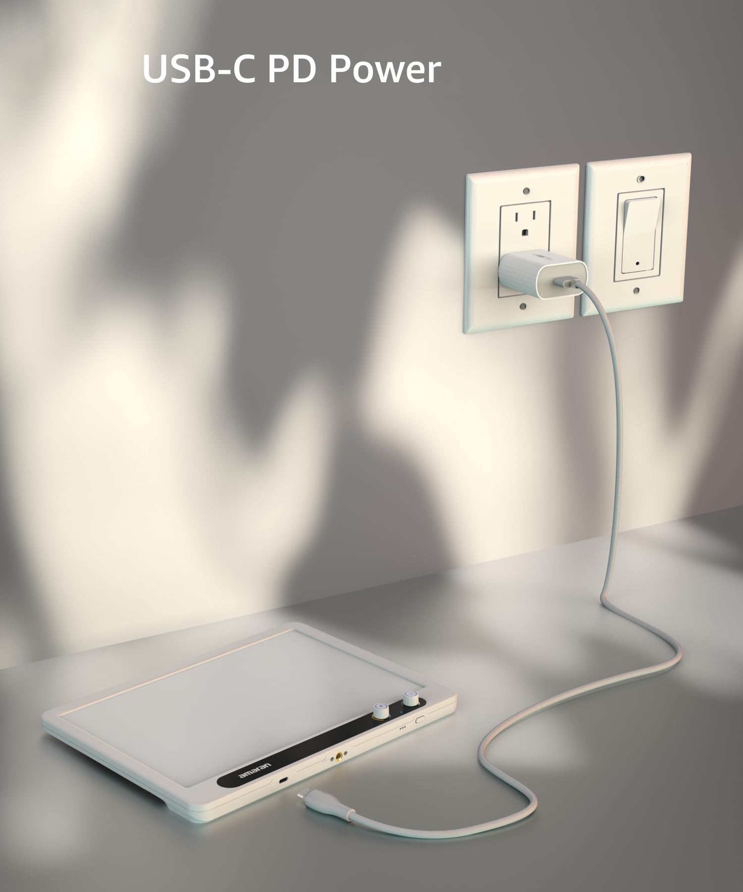 amaran Verge Bi-Color Key Light für den Schreibtisch, 2700K–6500K Soft Edge-LED-Panel, CRI 96, Frontregler & USB-C-Stromversorgung, ideal für Streaming, Videocalls & Content-Erstellung – Weiß