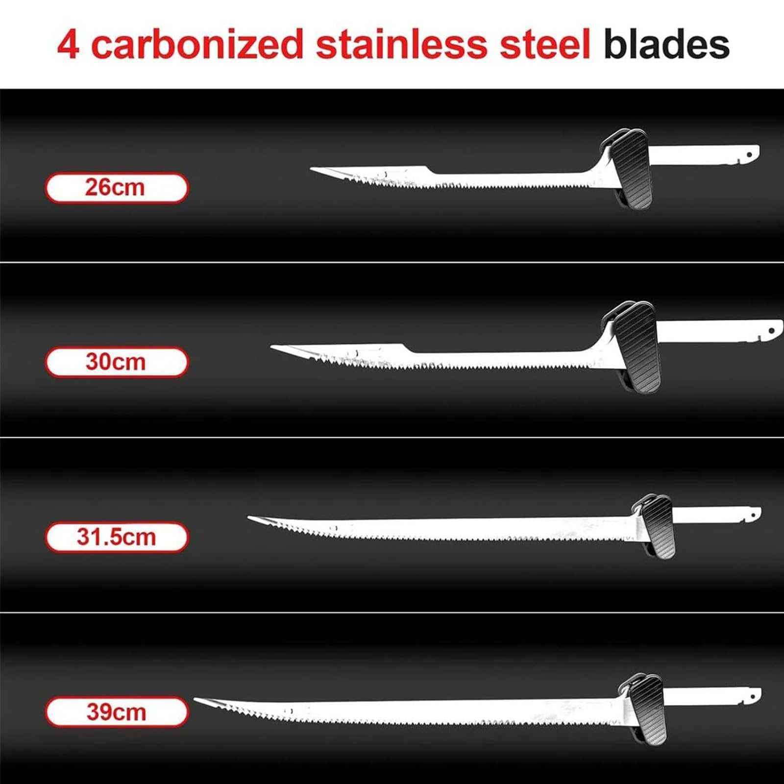 Cuchillo para filetear pescado recargable, cuchillo para filetear pescado eléctrico inalámbrico, cuchillo para pan multifuncional con 4 hojas revestidas de acero inoxidable