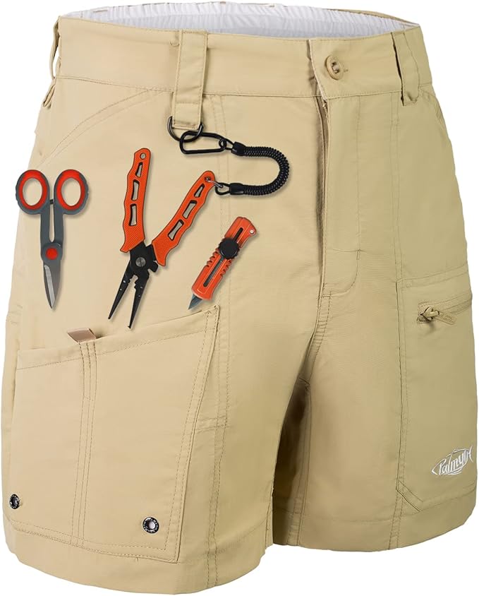 Palmyth 9 Pockets Men's Fishing Shorts 6.5" QuickDrying Performance