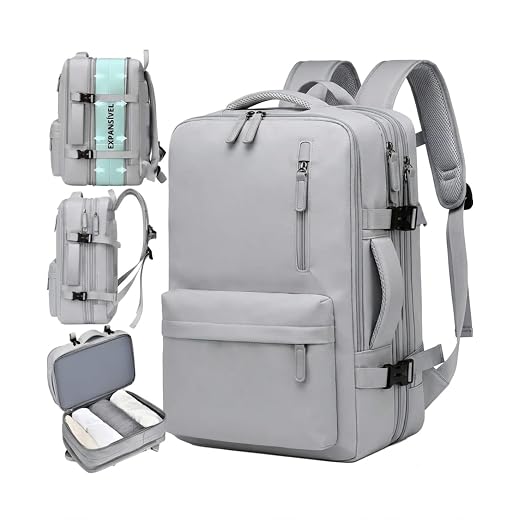 Mochila de Viagem Expansível 40L Impermeável - Feminina, Masculina - Bagagem de Bordo 10kg para Avião, Compartimento para Notebook, Executiva, Reforçada, Mala Mochila