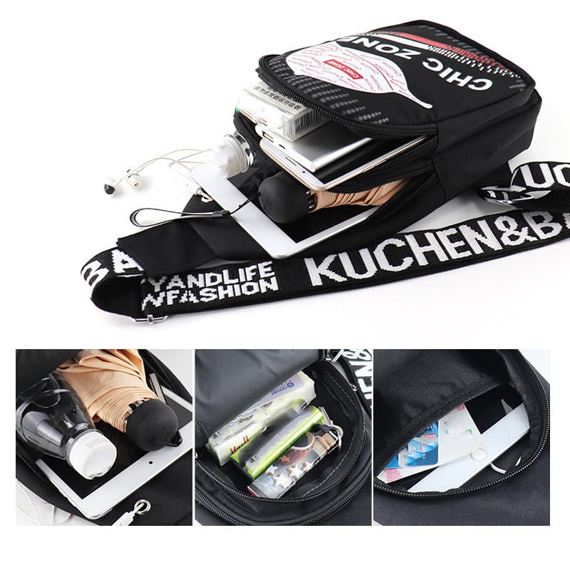 Crossbody Small Sling Bag for Women Men Casual Lightweight Chest Pack Athletic Backpack Multi Used Zipper Shoulder Daypack3