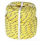 findmall 1/2 pulgada de la cuerda del poliéster de la trenza doble de nylon que tira del nudo SGT de las cuerdas amarillo 200 pies