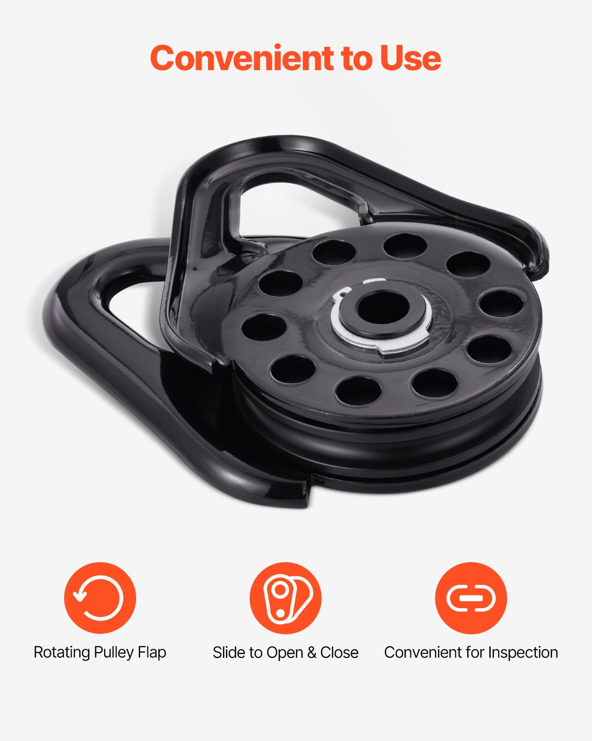 VEVOR Snatch Block per Recupero Verricello 14,5 T, Sistema di Carrucole Resistenza Rottura 14,5 T con Corda 9,5 mm Accessorio di Recupero Fuoristrada per Recupero su Camion, Trattori, ATV e UTV