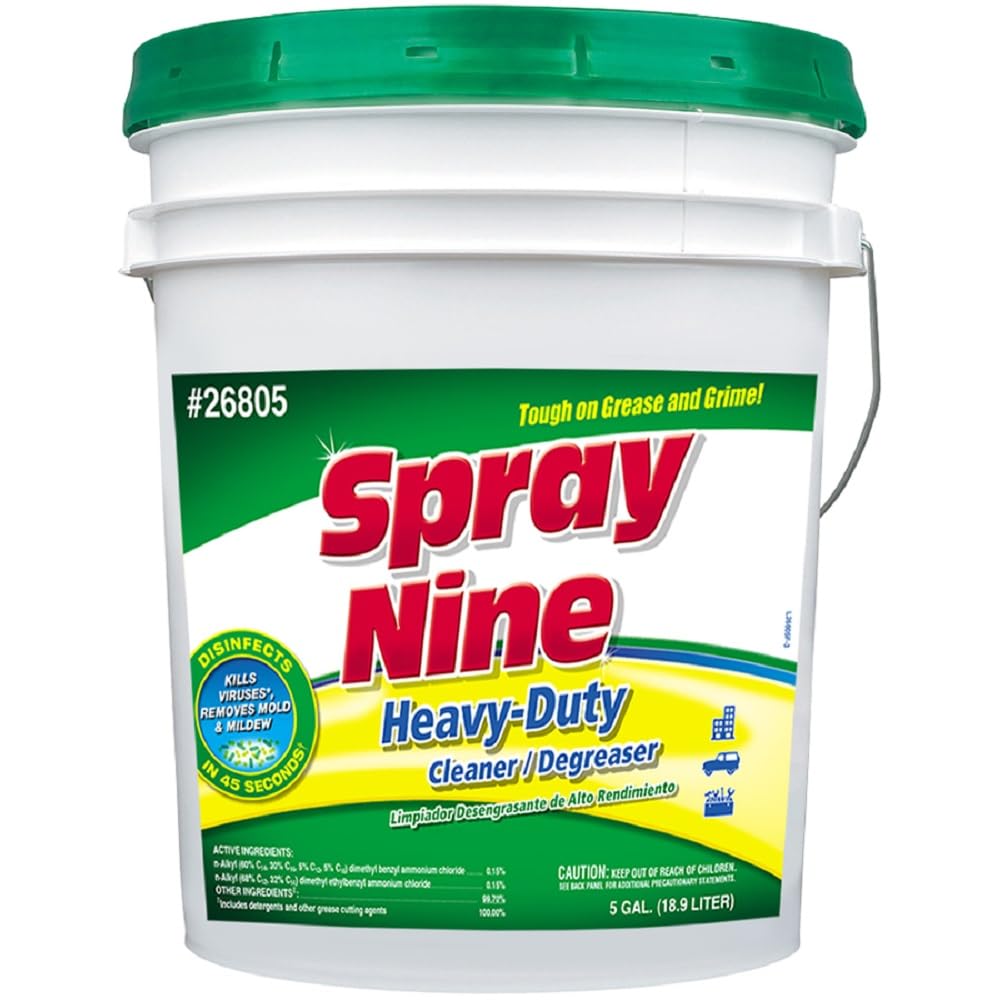 Spray Nine26805 Heavy Duty Cleaner, Degreaser & Disinfectant for Home, Yard Equipment, Automotive & More - Refill for Spray Bottle 5 Gallon Pail (Pack of 1)