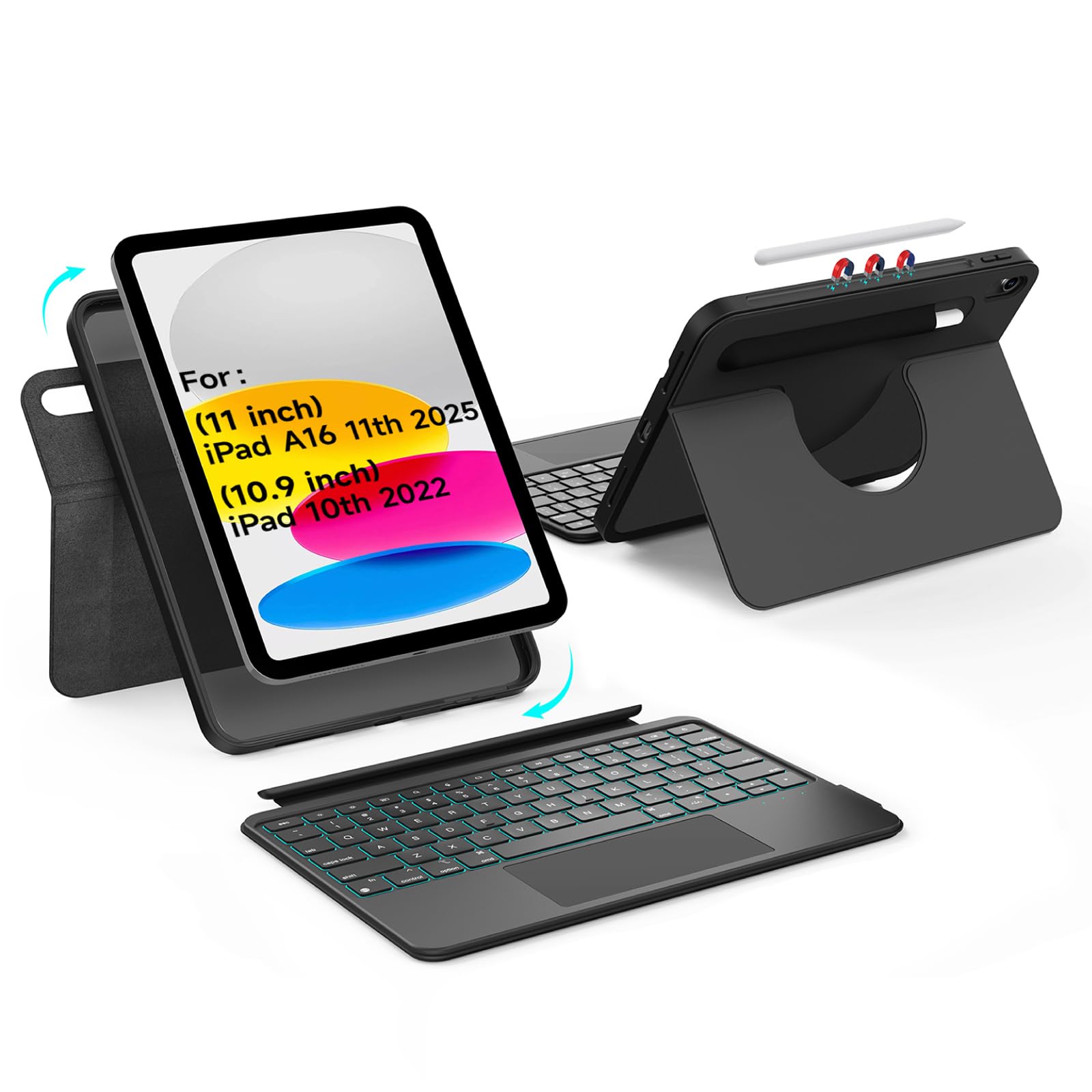 Amazon.com: accrosoo Rotatable Detachable Magnetic Keyboard Case
