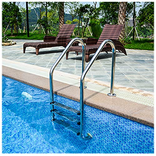 Escalera de piscina para adultos de acero inoxidable con peldaños antideslizantes miniatura 3