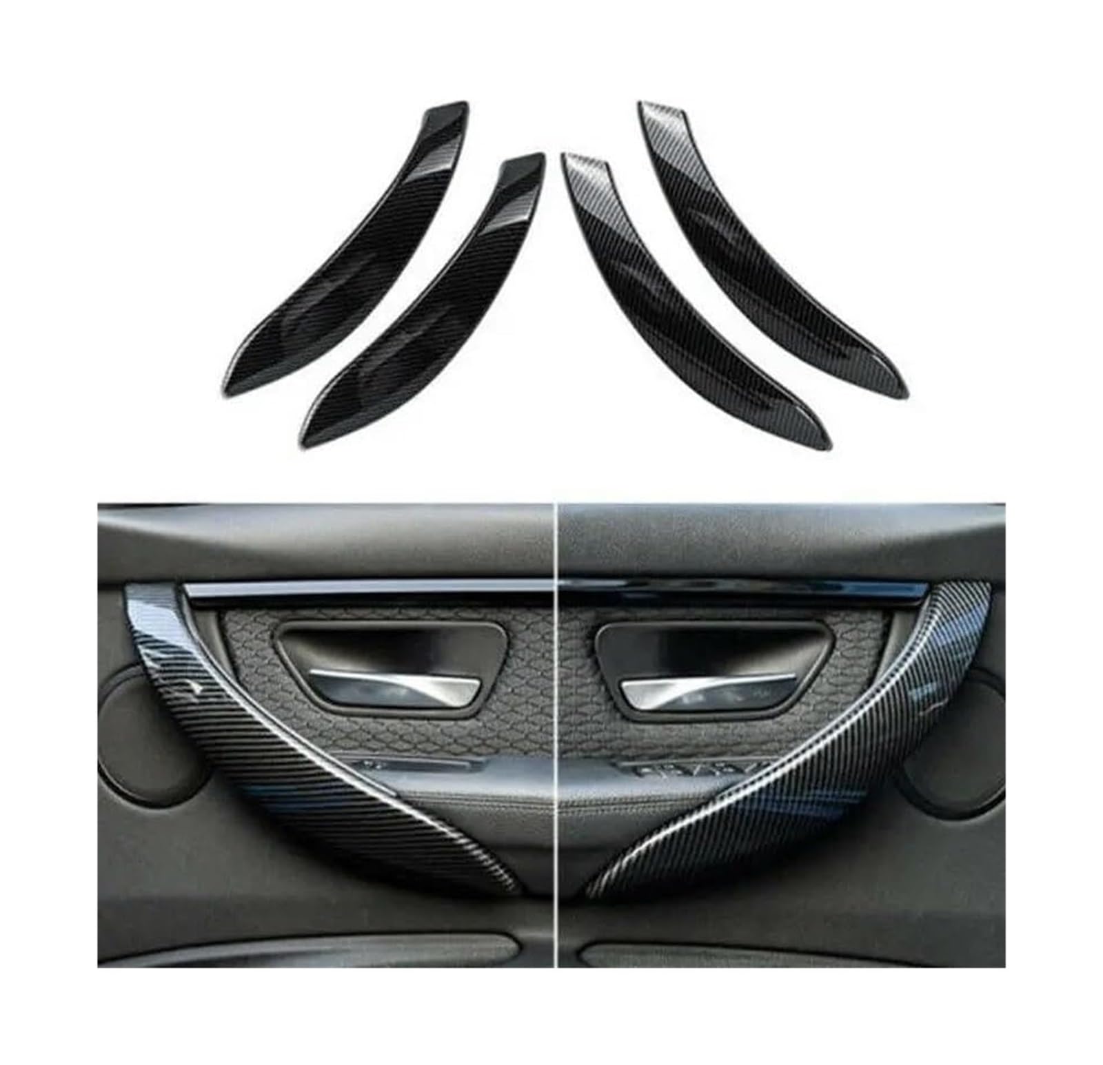 Set maniglie Rivestimento Della Maniglia Porta Interna Trim 4 Pezzi In Fibra Carbonio Per BMW F30 320i 328i 2013-2018
