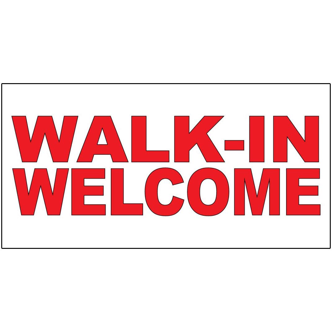Walk-in Welcome Red Decal Sticker Retail Store Sign 9.5 X 24 Inches
