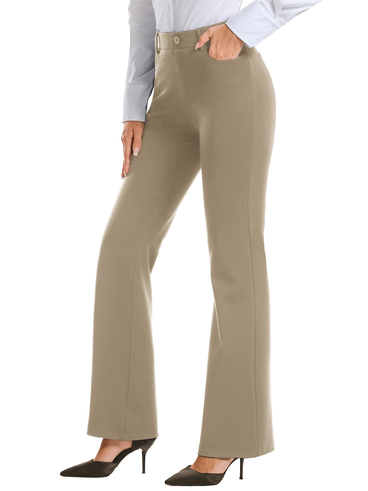 Stelle Womens Bootcut Stretch Dress Work Pants Slacks with Pockets Pull On