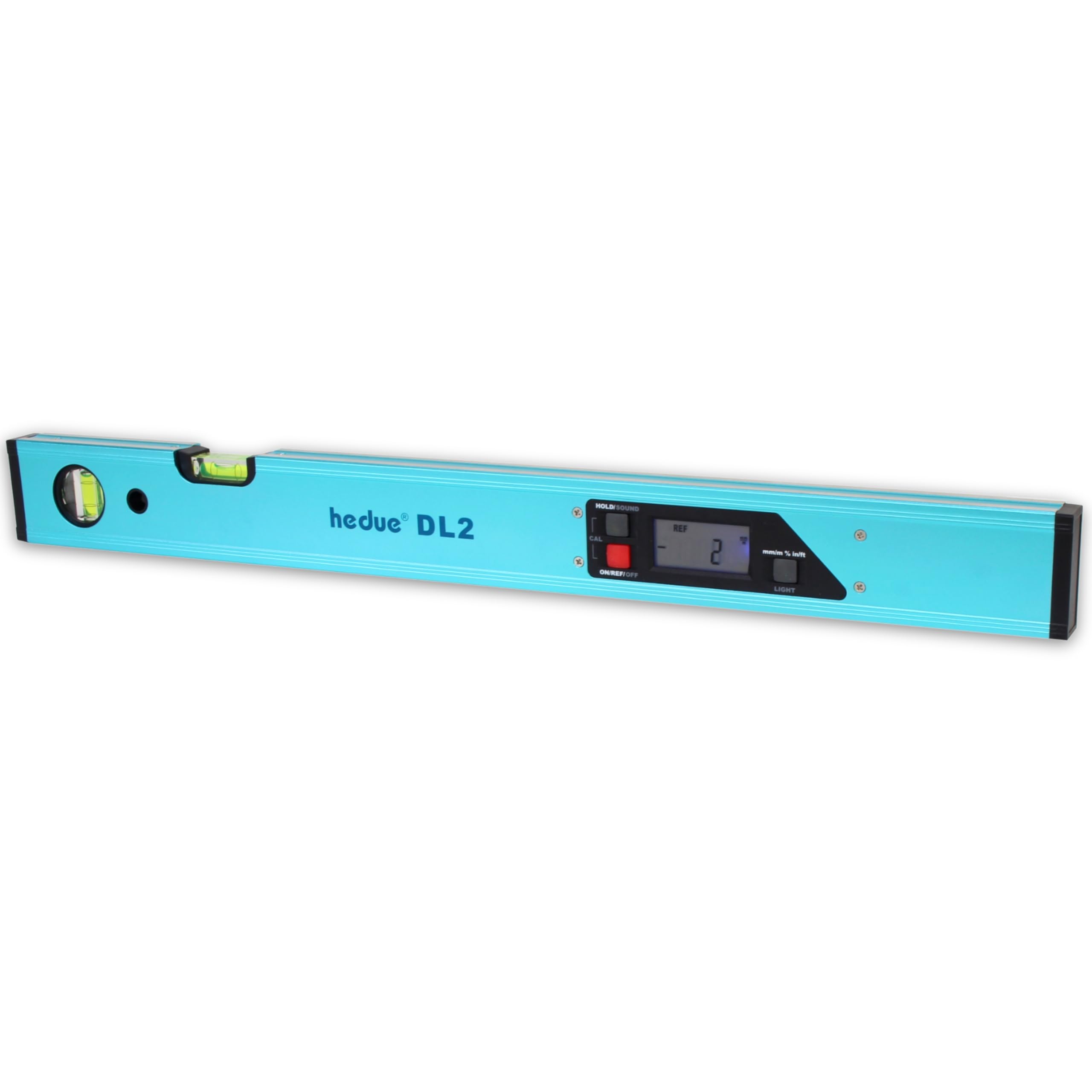 Digitale Wasserwaage DL2 - Wasserwaage 60 cm mit beleuchtetem LCD-Display, Neigungsmesser in Grad, Prozent, Millimeter/Meter oder Inch/Fuß