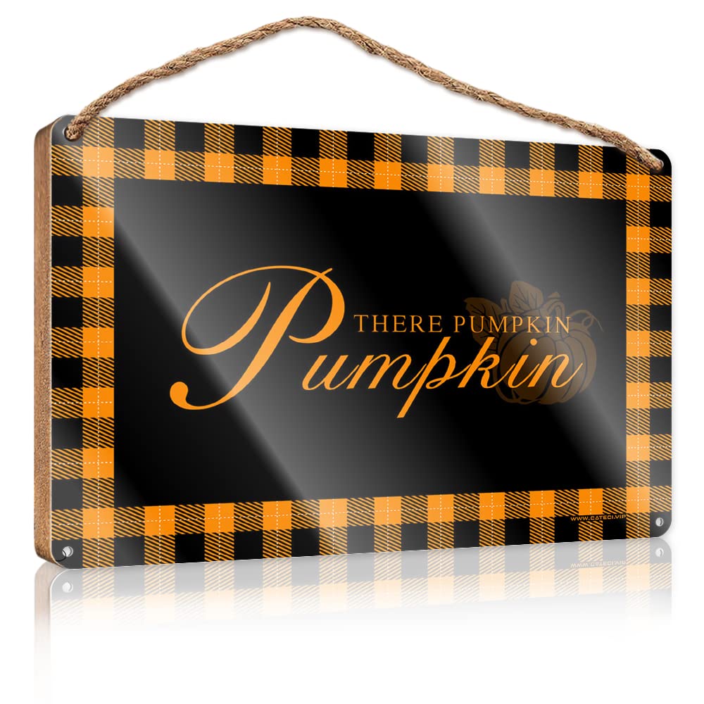 Front Door Hanging Decor Hey There Pumpkin Wooden Sign(15X28CM)