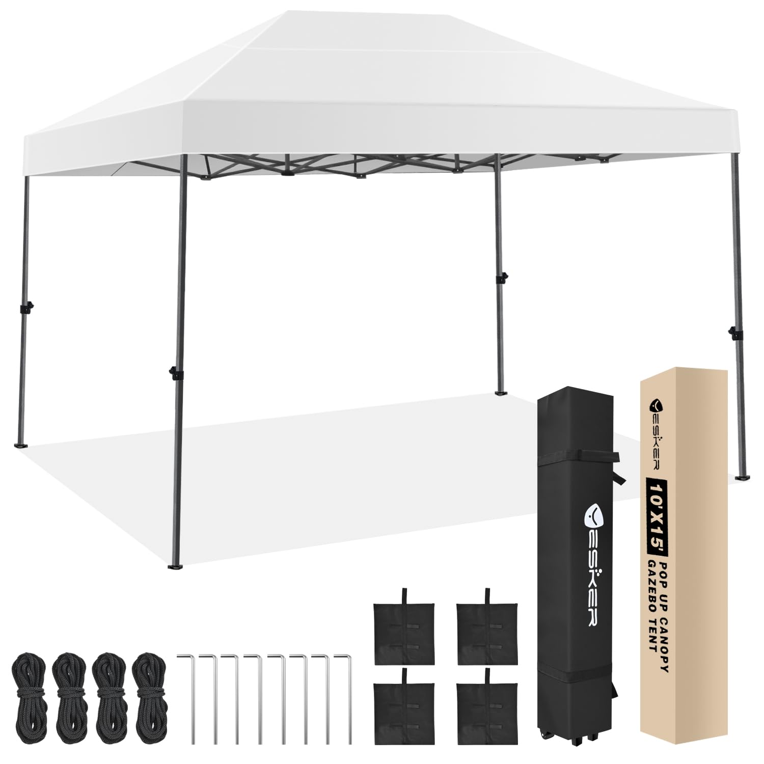 Yesker 10x15 Pop Up Canopy Tent - Instant Outdoor Canopy Easy Setup Gazebo, Waterproof & UV Protection, Large Adjustable Height Instant Sun Shelter
