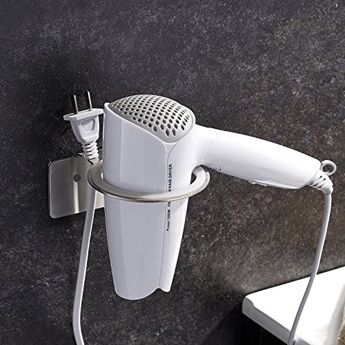 Haartrocknerhalter Ohne Bohren Selbstklebend Fönhalter gebürstetem Edelstahl Fönhalterung mit Kabelhalter