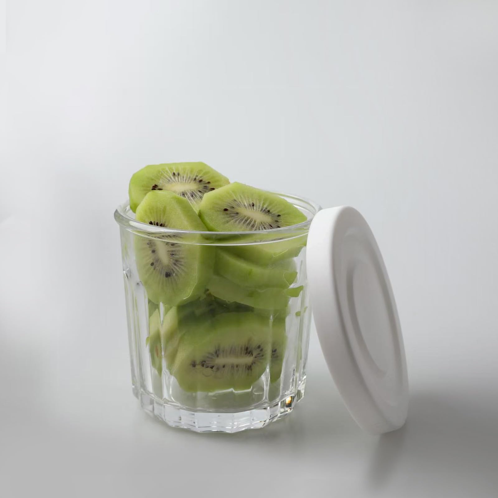 Glasbecher mit Deckel, 396.9 g Trinkgläser, Glaswaren 4er Set, Glasbecher, Vorratsdosen für Lebensmittel