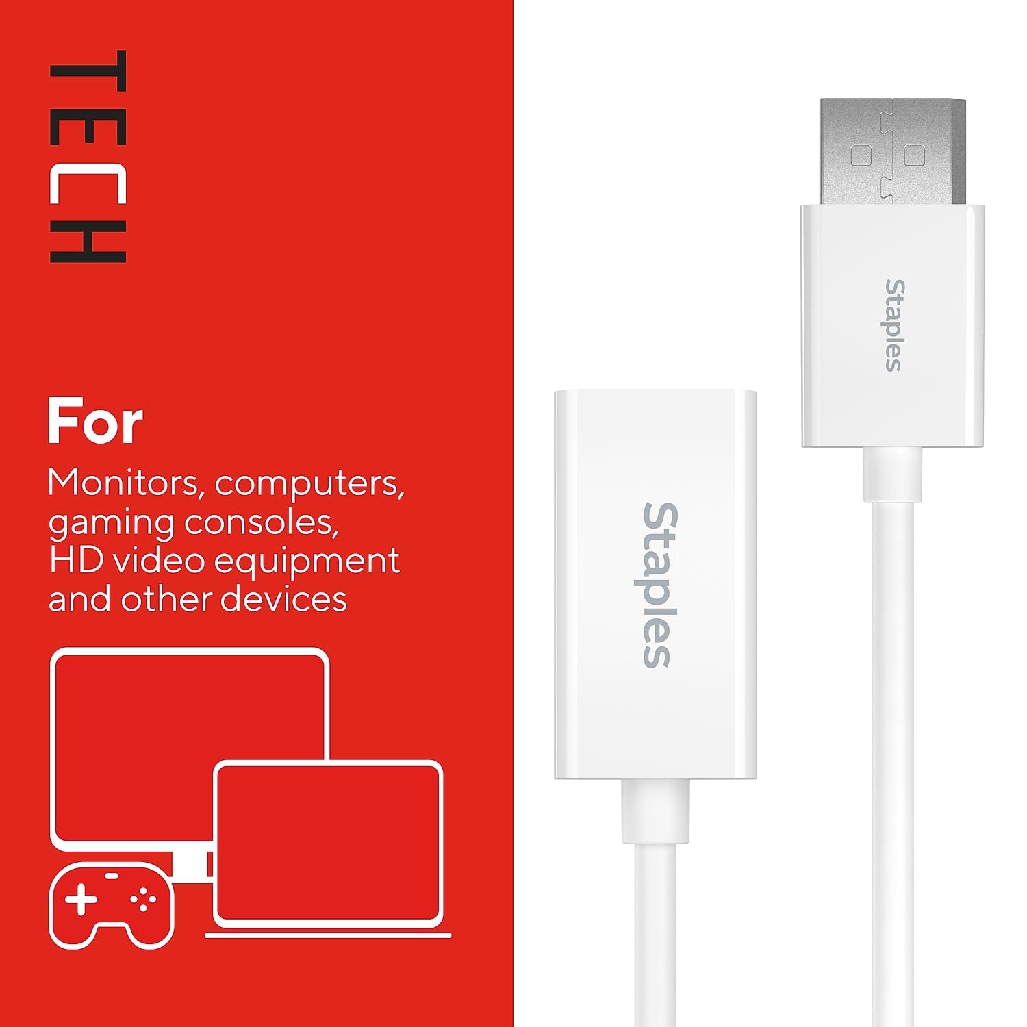 Staples Tech Adaptateur Audio/vidéo DisplayPort vers HDMI, mâle vers Femelle, Blanc (ST62362)