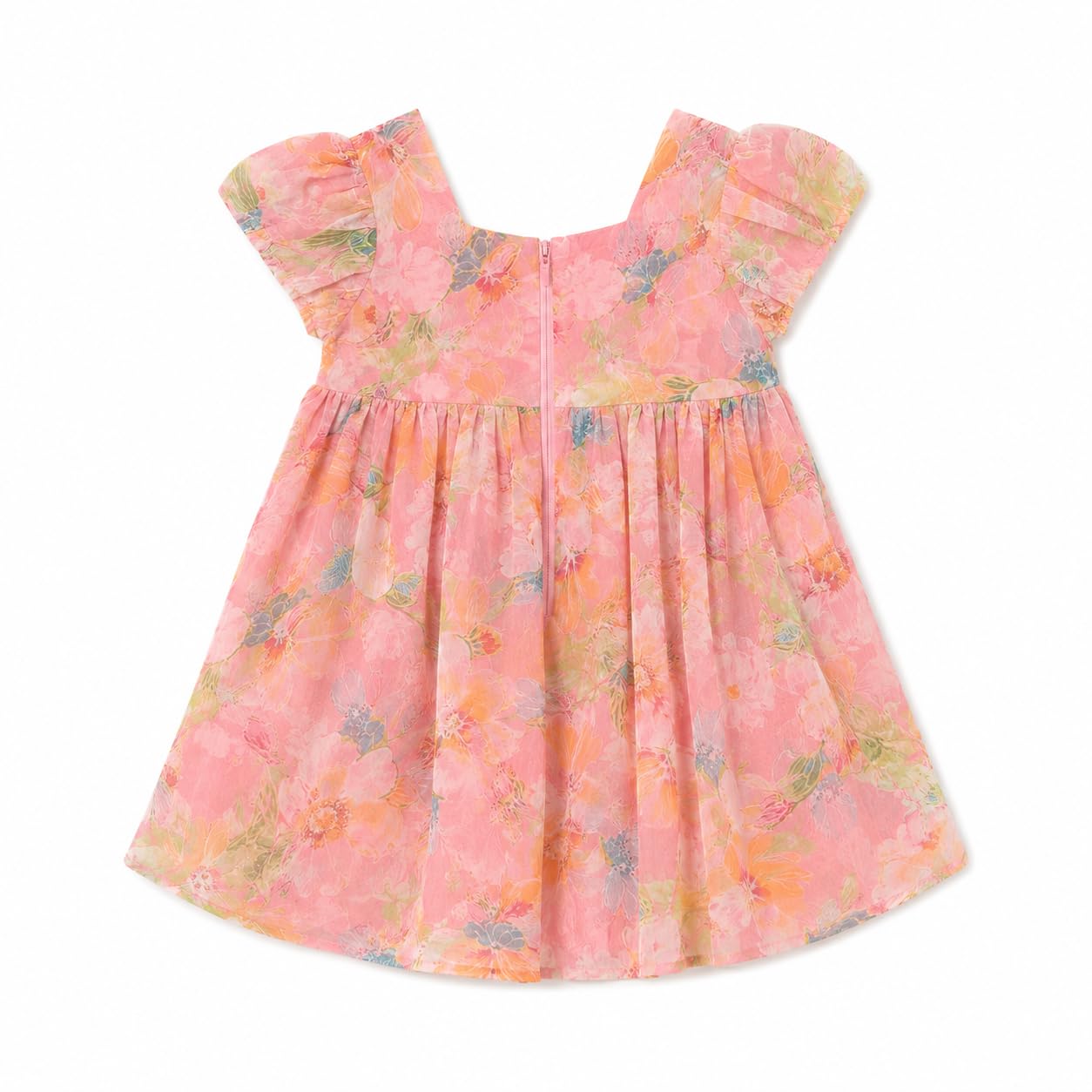 Vestido de verano para niña – Vestido floral de gasa con lazo, mangas volantes, elegante y ligero – Ideal para ceremonias, cumpleaños y ocasiones especiales, 1984