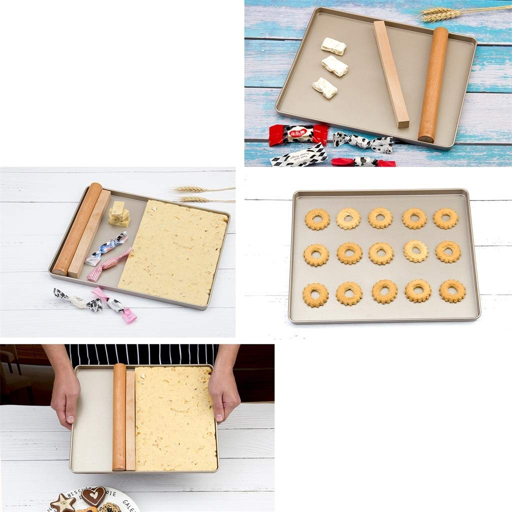 ZHANGXIAO Bandejas para Horno, Acero Carbono Antiadherente Horneando Molde De Pastel Mollete Pizza Galleta Rectángulo (Color : B)