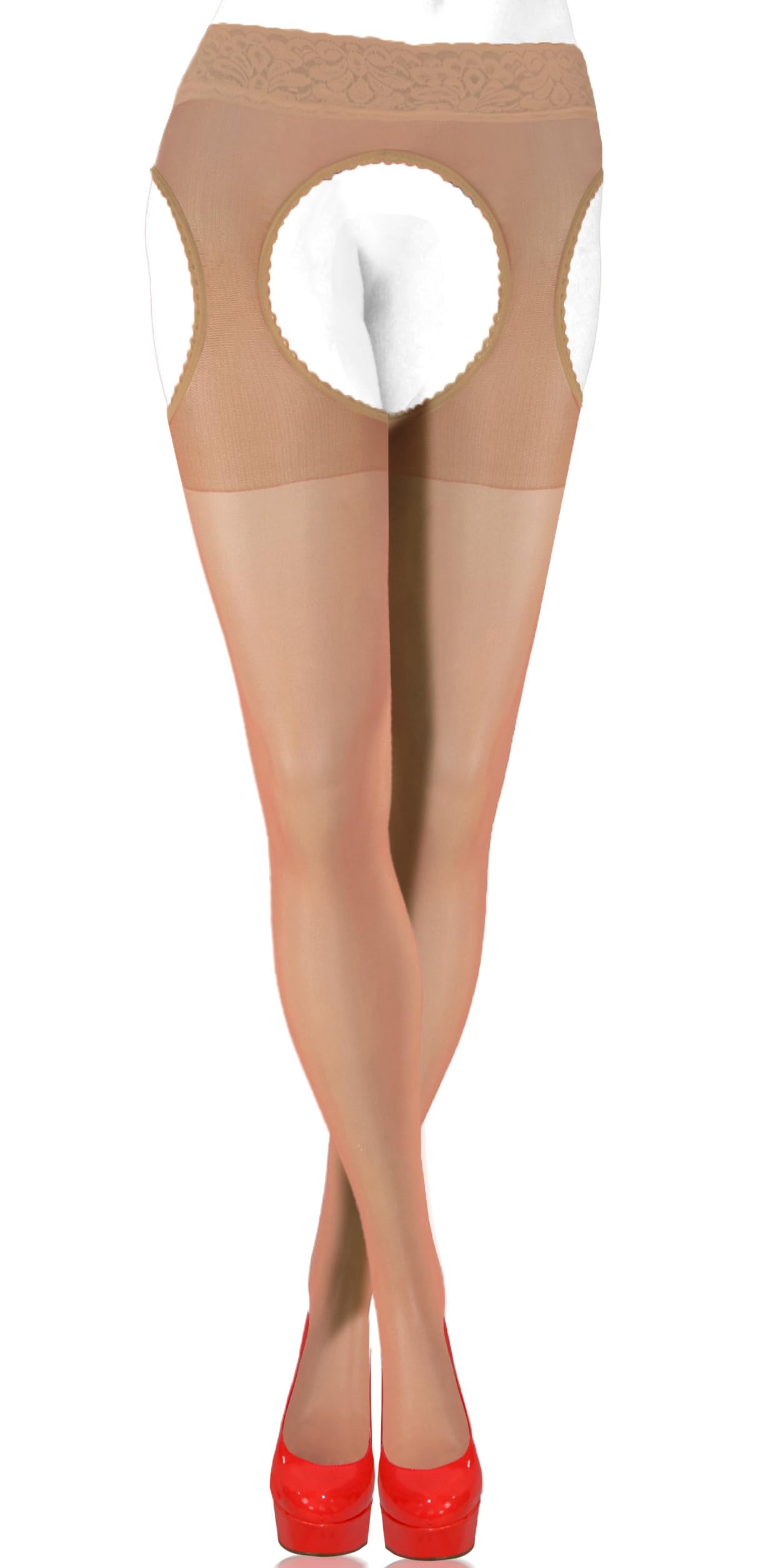 Sesto Senso Sexy Suspender Stockings 15 Den Strip Panty Lace Garter Belt Mock Tights 4 L Vision