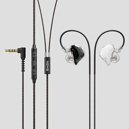Miniatura 4 de BASN Bmaster - Auriculares intrauditivos de triple controlador con potentes graves profundos, auriculares estéreo HiFi IEM con cables desmontables