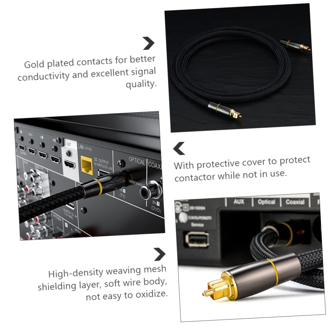 NUOBESTY Cavo Audio Ottico Metri Cavo Audio Digitale Maschio-maschio Connettori Oro Schermatura Maglia Intrecciata per Home Theater e Amplificatori
