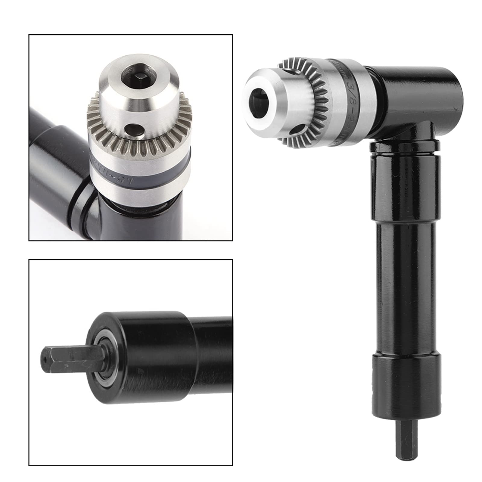 Adattatore Angolare per Trapano 90 Gradi, 1-10mm con Chiave Mandrino e Porta Punte, Prolunga ad Angolo Retto per Trapano Elettrico