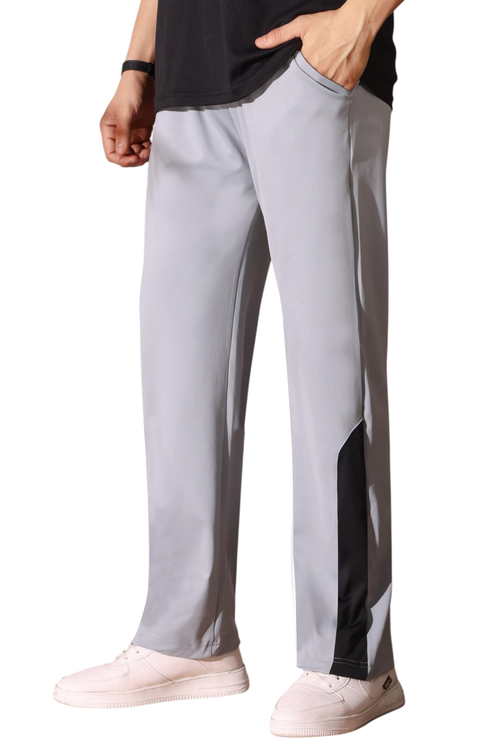 Flapfit Men's Solid Pattern Spandex Track Pant with Ankle Length Drawstring Closure Type and Loose Fit Jogger Style
