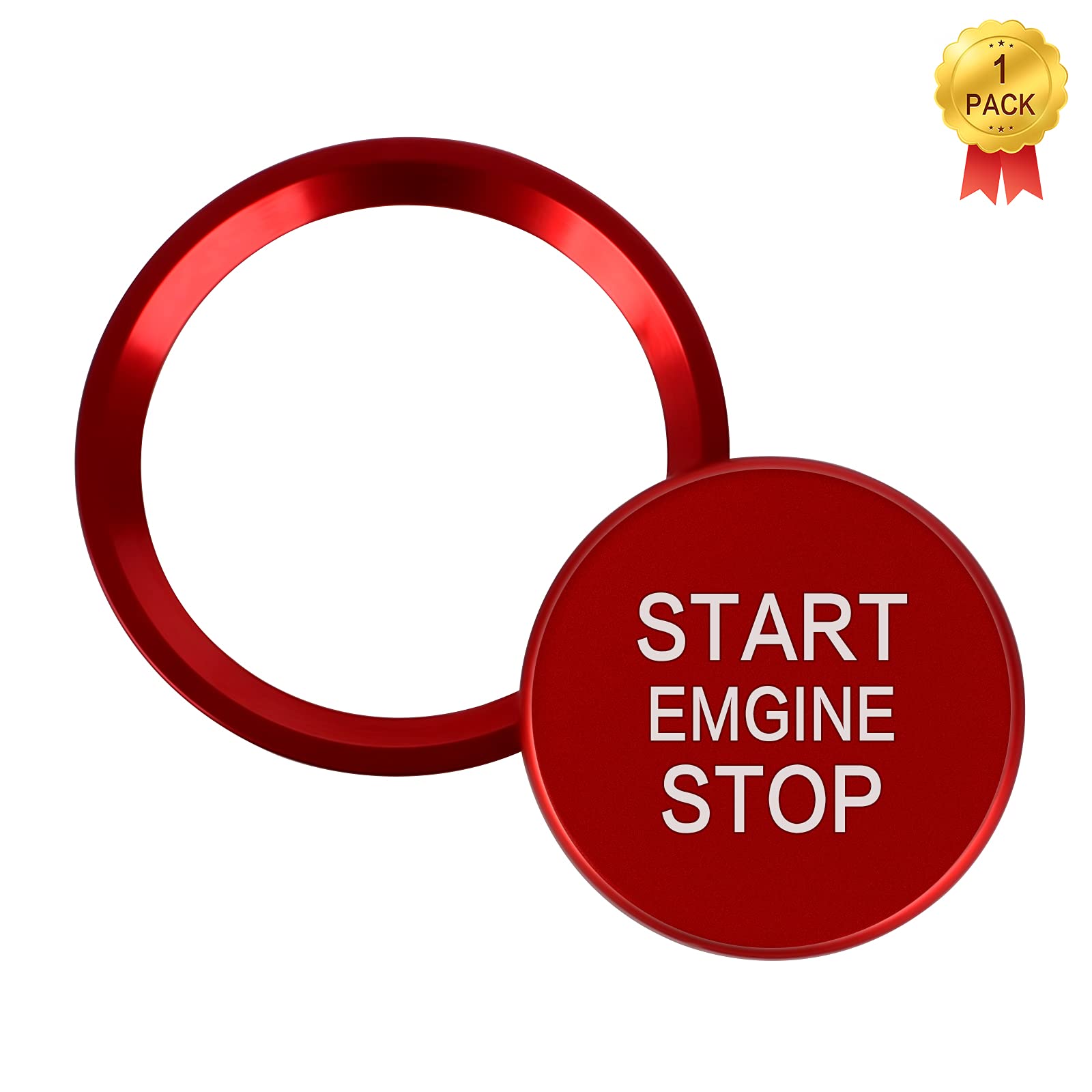 1 Pieces Car Engine Button Cover, Aluminium Push Start Button Sticker Red Car Engine Start Stop Button Ring Ignition Sticker for Audi A4L A6L Q5L A5 Q7