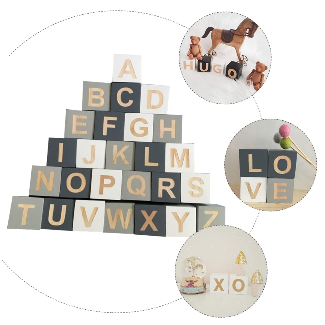 26 Uds 26 Letras En Inglés Decoración Accesorios Para Fotos Letras De Madera Letras En Bloque Cubos Letras Cubo Cuadrado Decoración De Fiesta Alfabeto DIY Cubo De