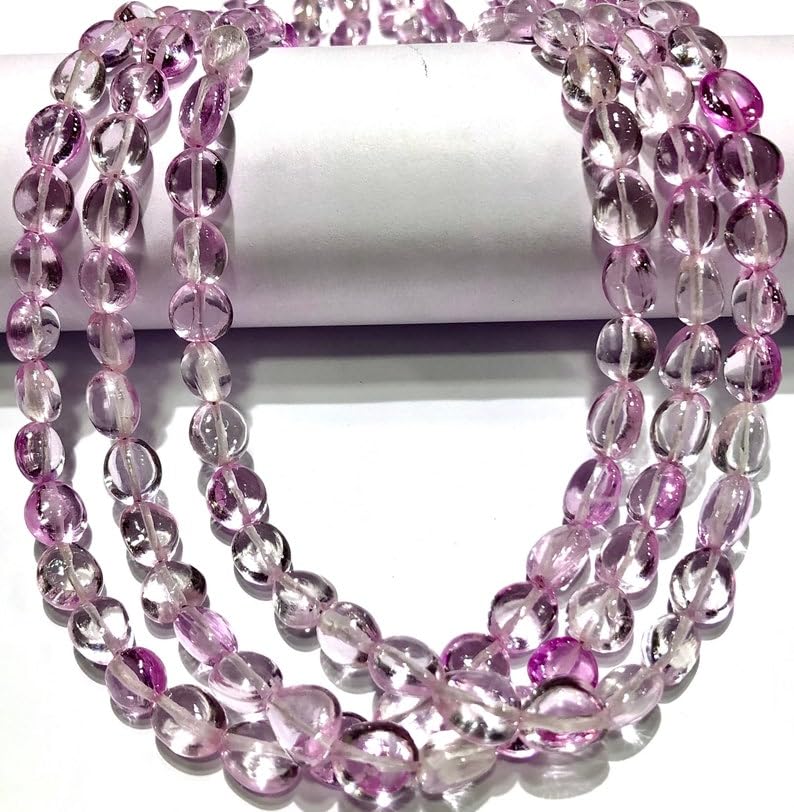 Saphir rose perles lisses de 7 à 8 mm en pierre naturelle de qualité joaillerie