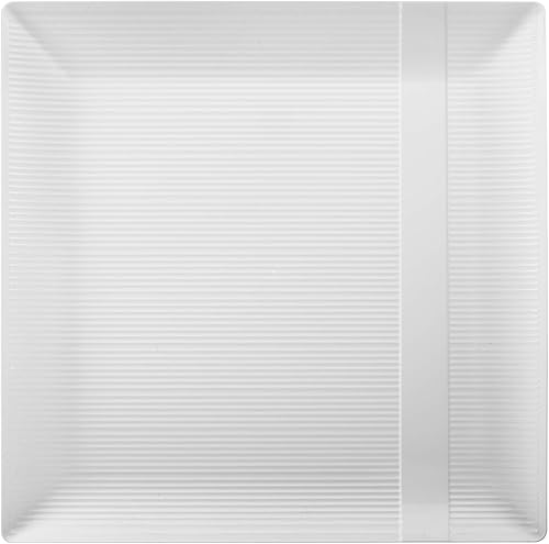 Exquisite Platos desechables de plástico blancos, cuadrados lineales (paquete de 40) vajilla de lujo para cena de boda (10.25 pulgadas, blanco)