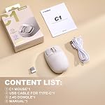 YUNZll C1 Souris sans fil en silicone, Tri-mode 2.4G/USB-C/Bluetooth, 4800 Suivi optique DPl, 6 Niveaux de réglage, Personnaliser les souris pour ordinateur portable, ordinateur, iPad, MacBook (Béige) 6-Level DPI,Jusqu'à 4800,Suivi optique,500mAh Batterie 2.4G/USB-C/BT,C
