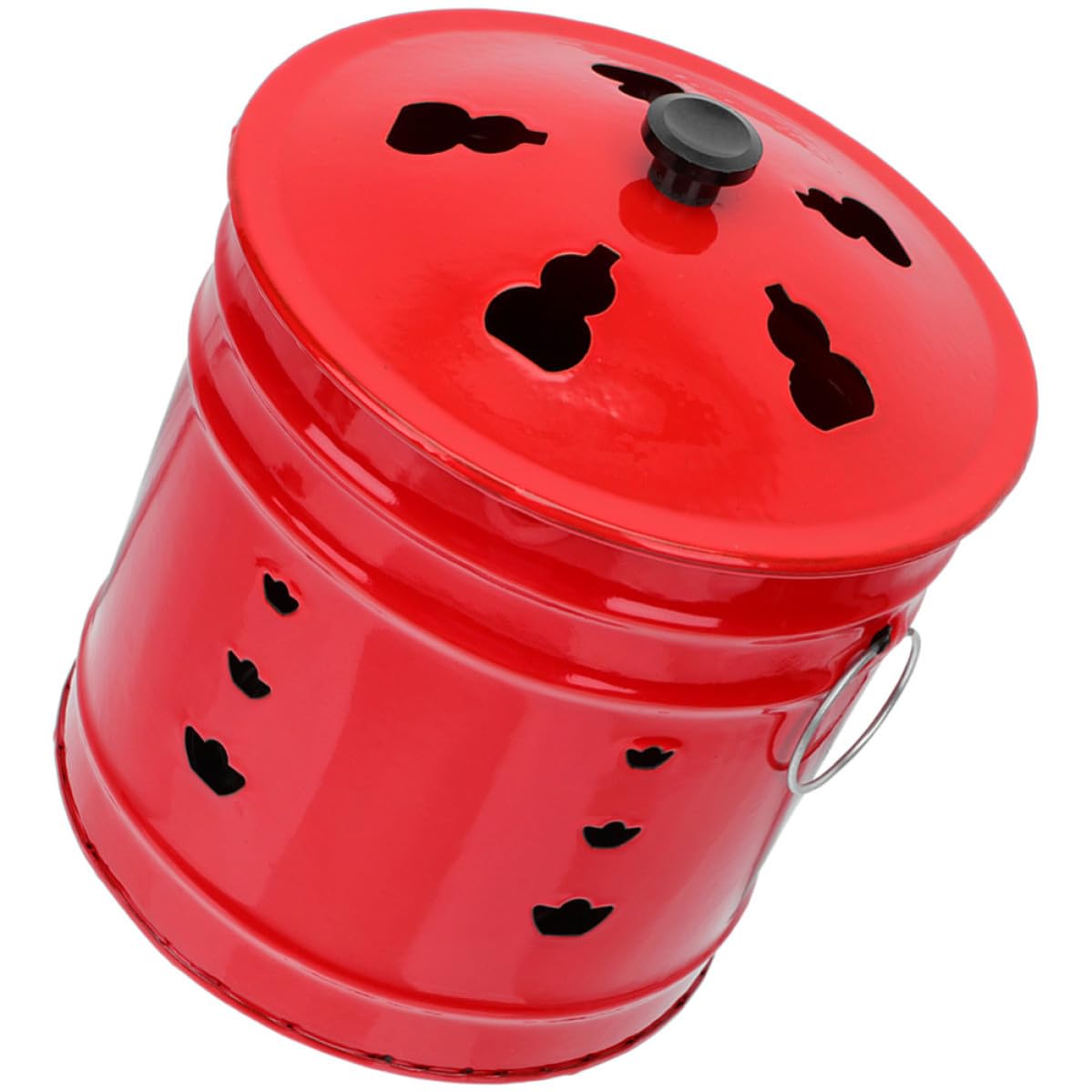Incinerador de esmalte rojo elimina acumulación de basura orgánica al aire libre