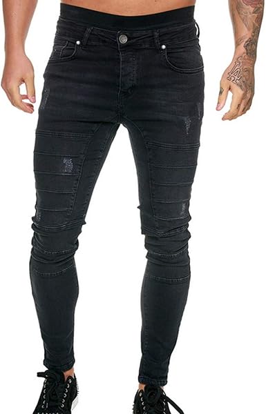 XIKN Pantalones de mezclilla ajustados para hombre, estilo casual,  elásticos, para otoño, callejera, pantalones de mezclilla : Ropa, Zapatos y  Joyería - Amazon.com
