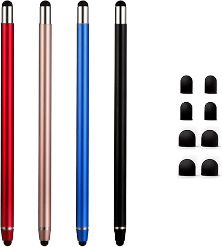 Bolígrafos capacitivos para pantallas táctiles, lápiz capacitivo de alta sensibilidad 2 en 1 con 8 puntas reemplazables para iPad, iPhone, tabletas,