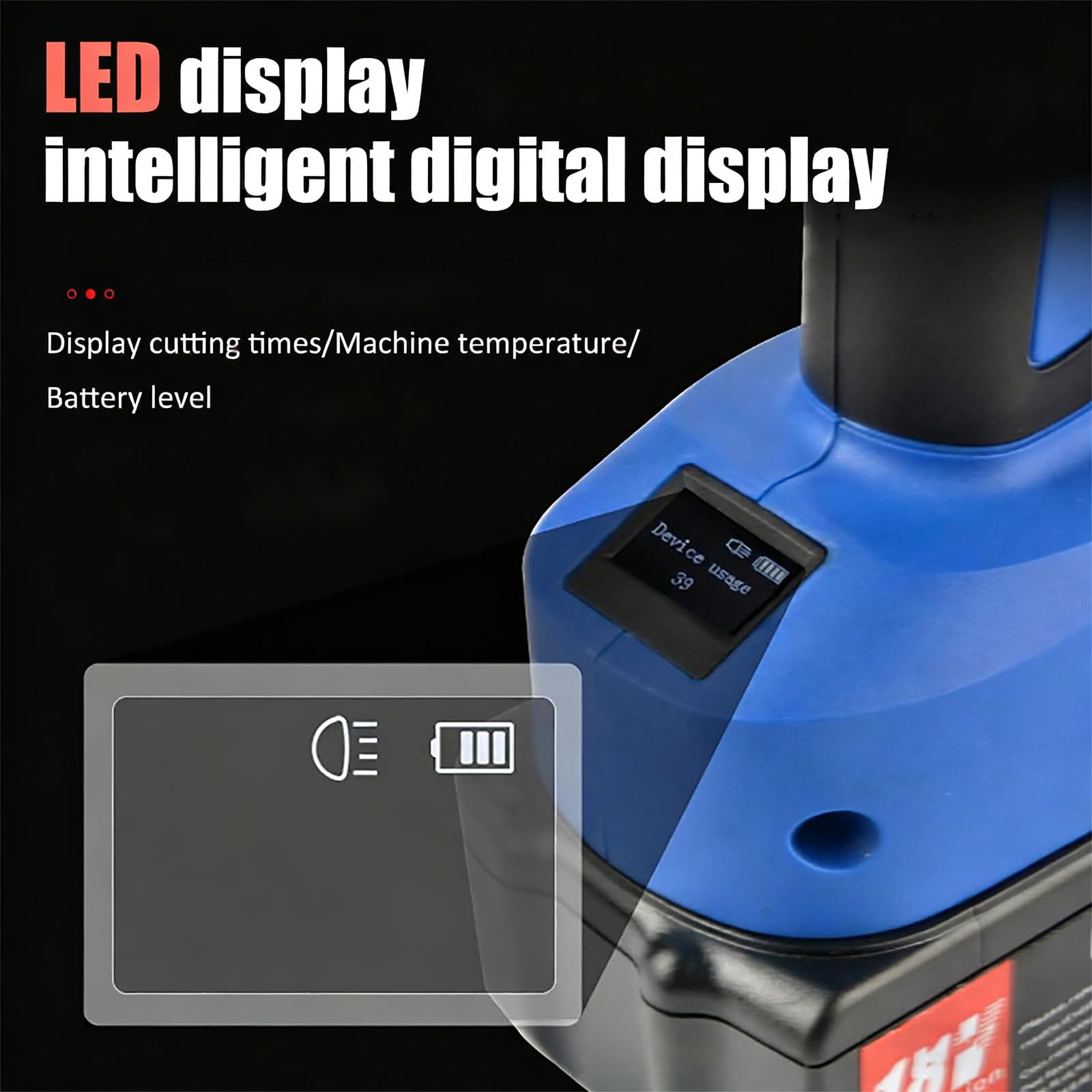 Coupe-câble hydraulique sans fil, outil de coupe à cliquet électrique avec affichage LED, 18 V, avec deux piles, idéal pour câbles en cuivre et aluminium