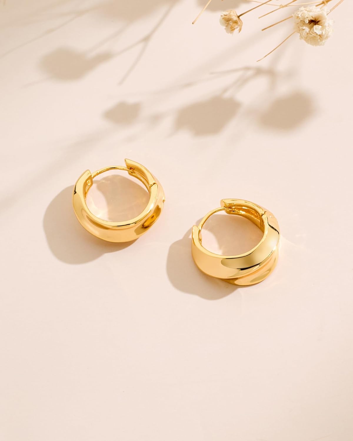 Chunky Gold Hoop Earrings For Women Huggie Earrings Unique Statement Earring Dainty Trendy Jewelry Gift - Image 5