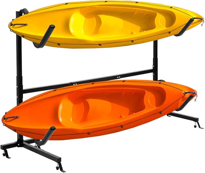 Goplus Kayak Storage Rack, Garage Kayak Hanger for 2 Kayaks, Canoe, SUP