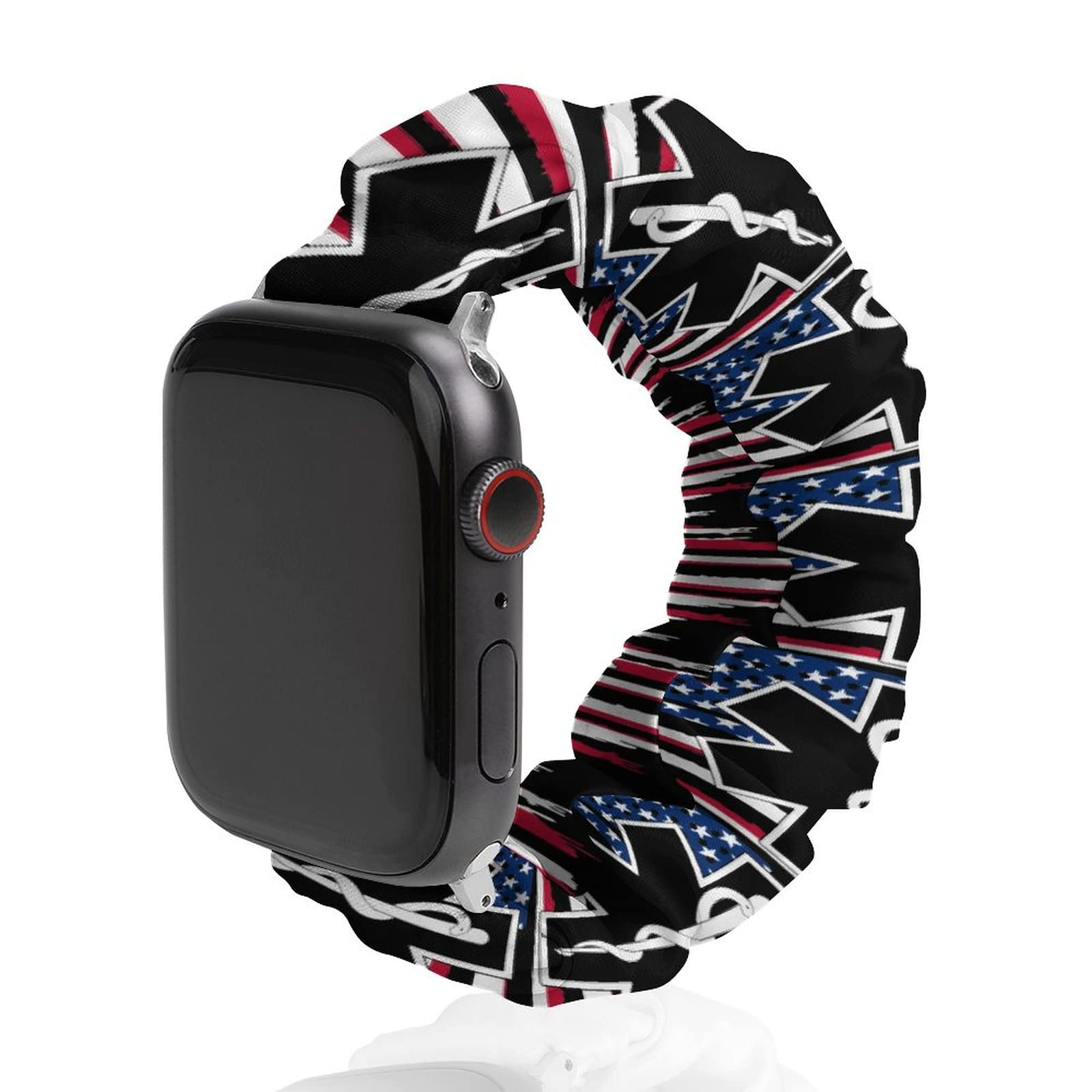 American Flag EMS Star of Life EMT Paramedic Medic Cute Print Elastic IWatch Strap Fabric Compatible for Apple iWatch Series 6 5 4 3 2 1