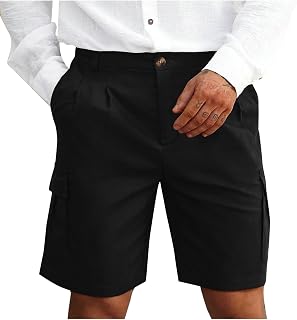 Pantalones Cortos de Traje para Hombres Pantalones Cortos de Uniforme para Estudiantes de Secundaria Ropa de Trabajo de múltiples Bolsillos Color sólido Casual