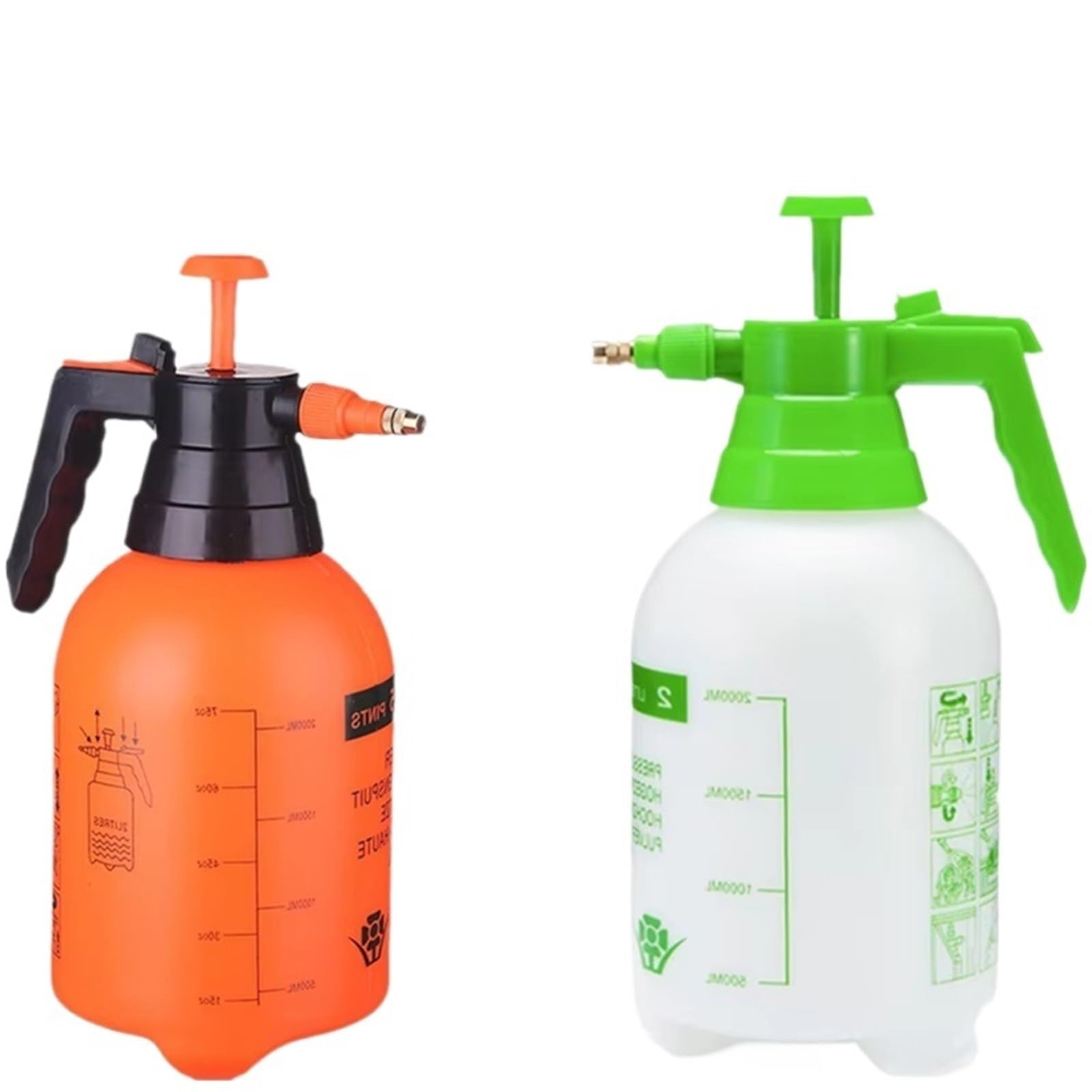DSFIHJO 2-Piece Hand Pressure Water Sprayer Trigger Air Pump Garden Spray Bottle Car Cleaning Watering Can(2L Red-2L White)