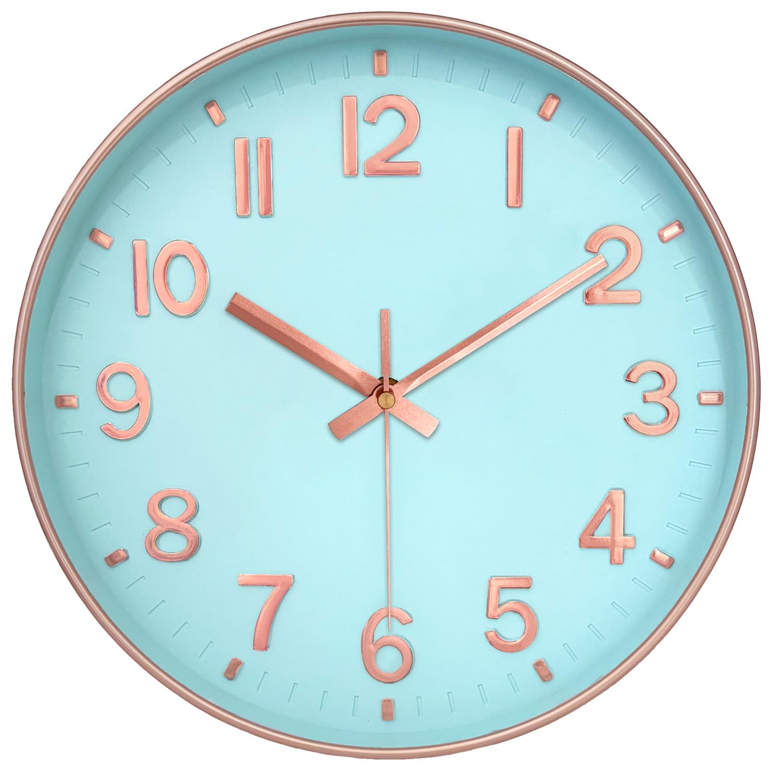 Mabpedo Wall Clock, 8 Inch Wall Clocks Battery Operated, Round Modern Non Ticking Silent Digital Analog Small Wall Clock for Bedroom Living Room Kitchen Office Gym Classroom Outdoor Clocks, Blue