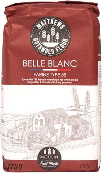 Matthews Cotswold Moulin Saint Martin French T55 Belle Blanc | French Wheat Flour | Specialty | Artisanal | Milled In Britain 1.5kg Bag Single Bag