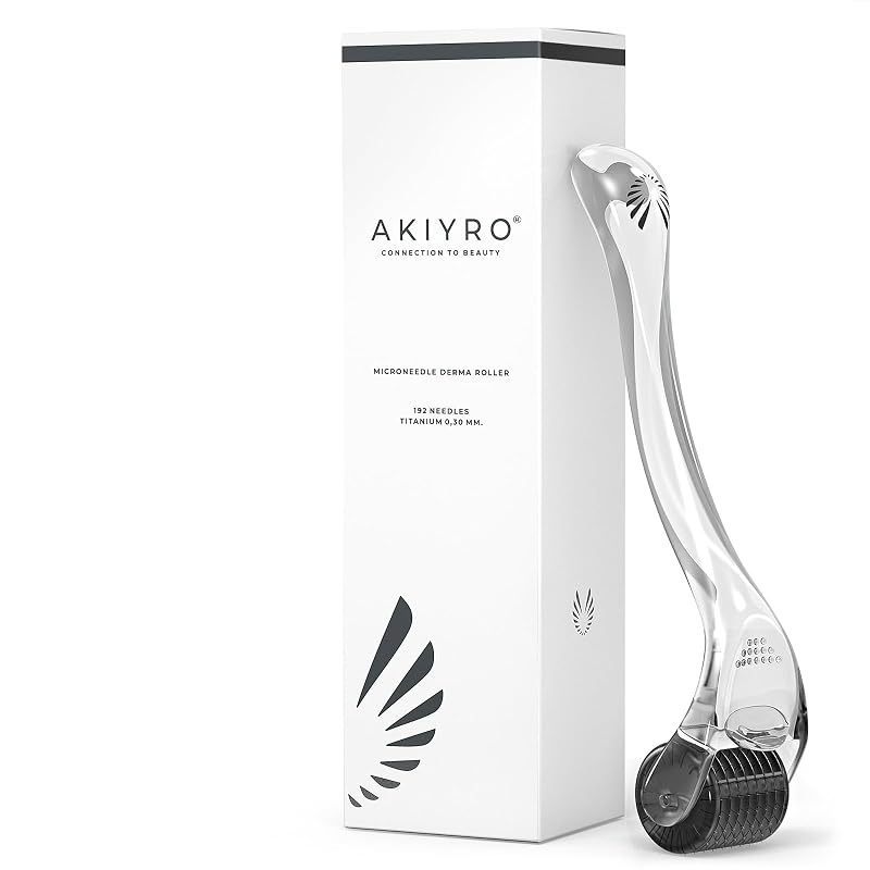 AKIYRO Derma Roller 0,30 mm com estojo de armazenamento, 192 microagulhas, preto