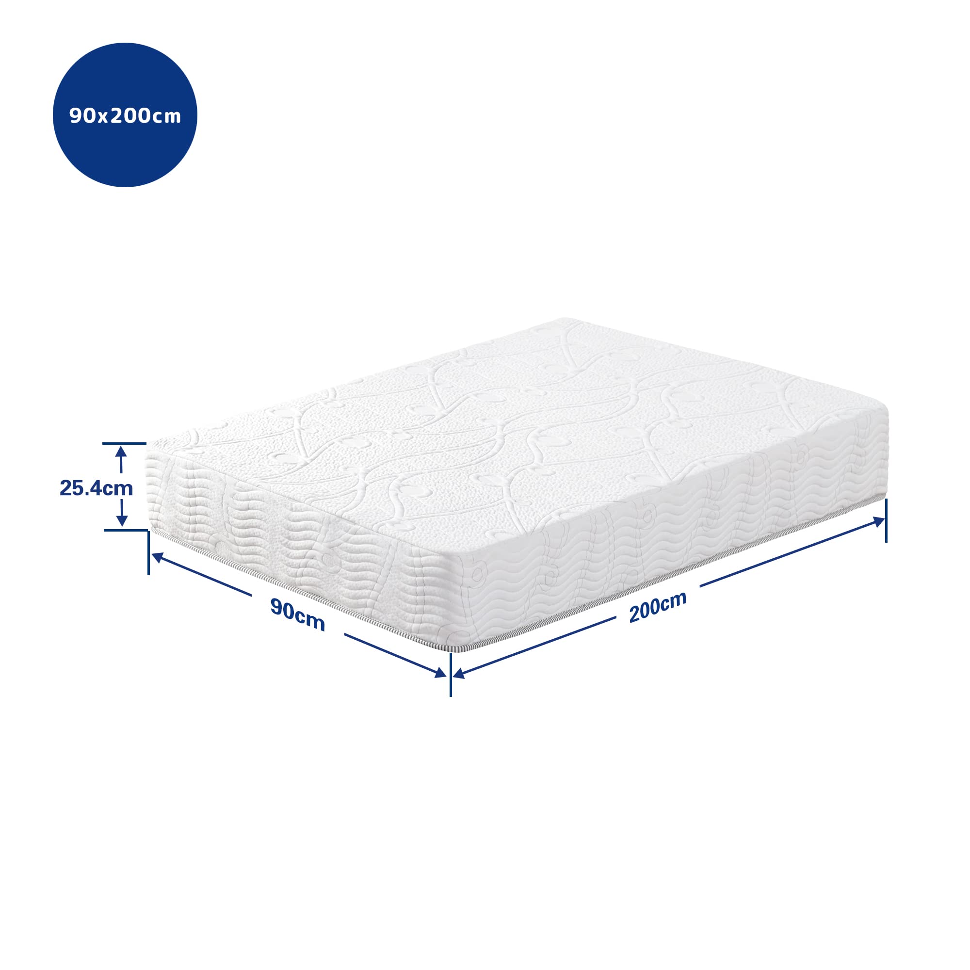 Materasso Full Size Ibrido 25,4 Cm - Memory Foam Gel E Molle K 1092318