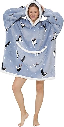 Miniatura 10 de Manta con capucha, sudadera de gran tamaño para adultos, mujeres y hombres, hecha de franela muy suave y cálida, con bolsillo gigante y mangas,